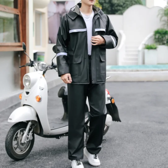 Customized Rain Suit Jacket & Trouser Suit Raincoat for Men Motorcycle Raincoat Waterproof Breathable Anti-storm Reflective