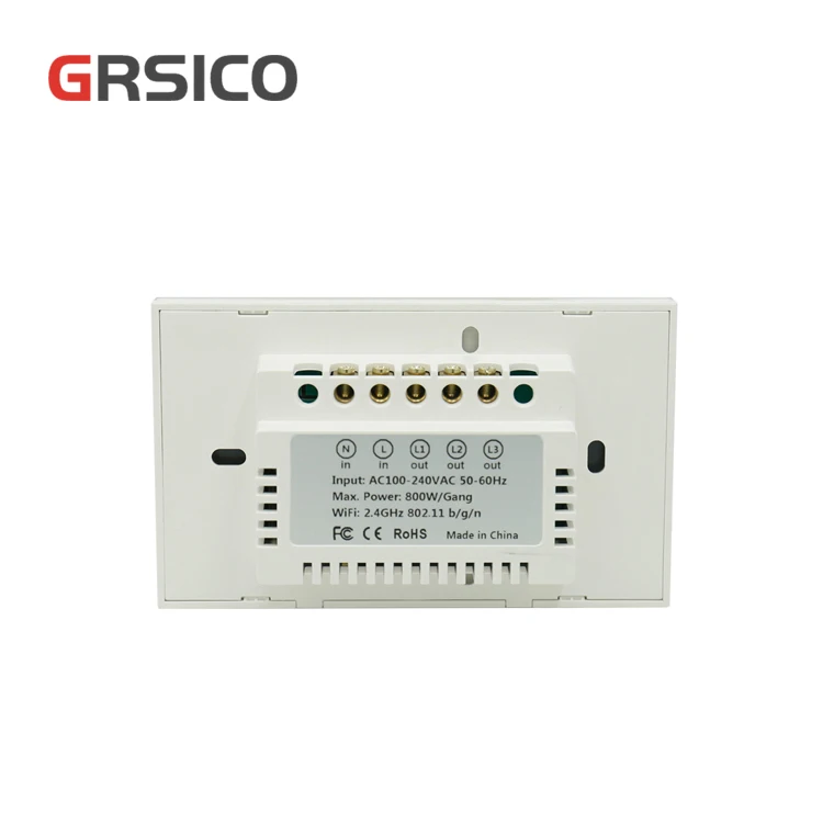 
GRSICO US Standard Wifi Wireless Remote Control White Smart Touch Dimming Electrical Switch Panels 