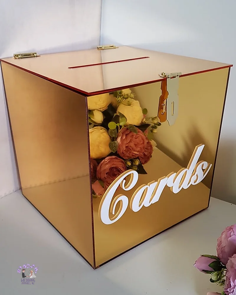 Transparent Acrylic Gift Box With Lock Mirror Wedding Invitation Storage Box Wishing Well Gift Wedding Invitation Card Box