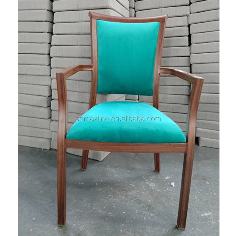 Wholesale Aluminium Metal Wood Look Dining Chair Restaurant Chair