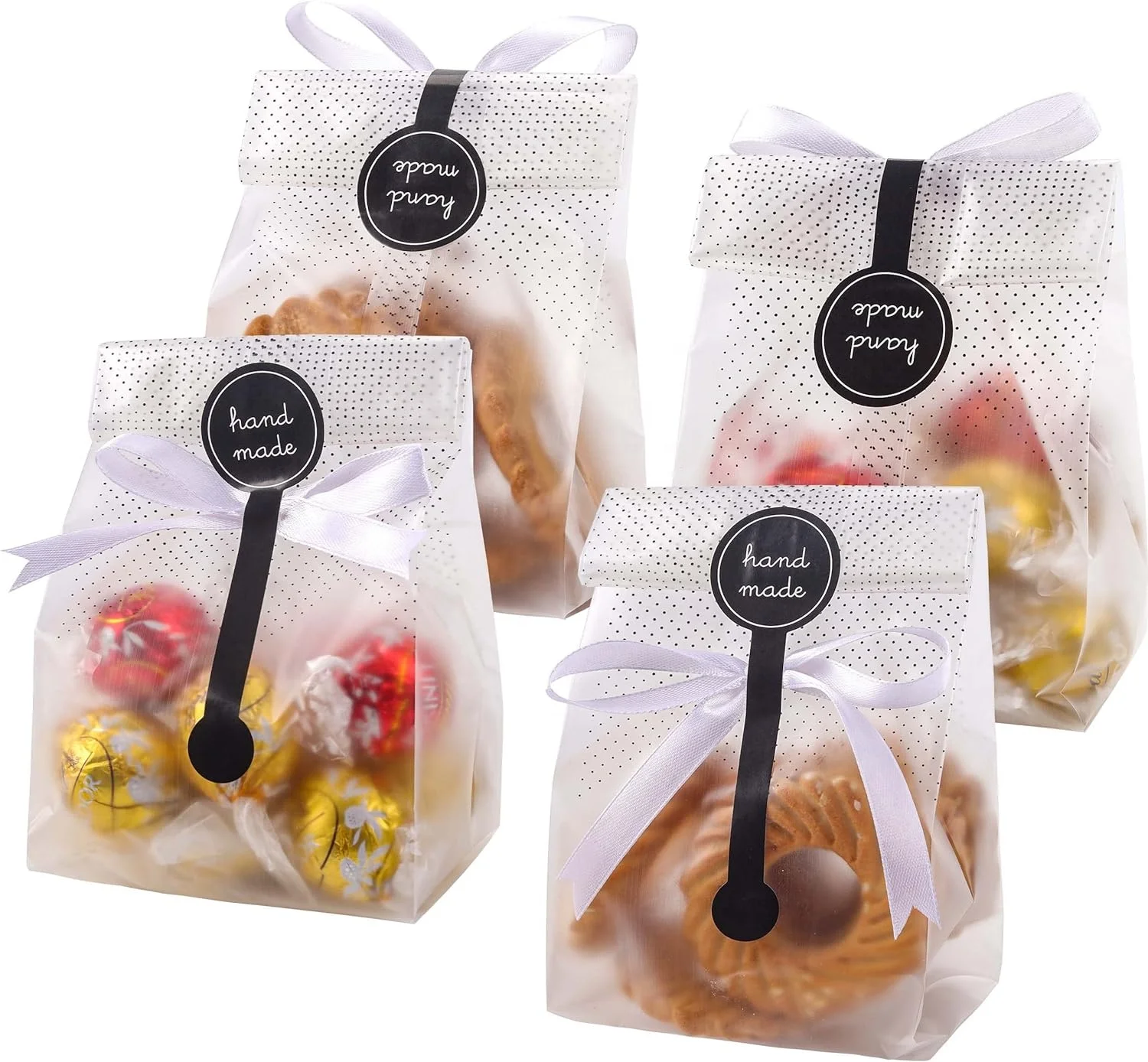 Glass paper transparent snack bags with stickers are suitable for packaging bread, cookies, and cake baking bags