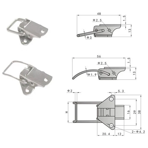 Hot Selling Custom Mini Stainless Steel Iron Toolbox Toggle Draw Catch Latch 90 degree For Seaside Showcase