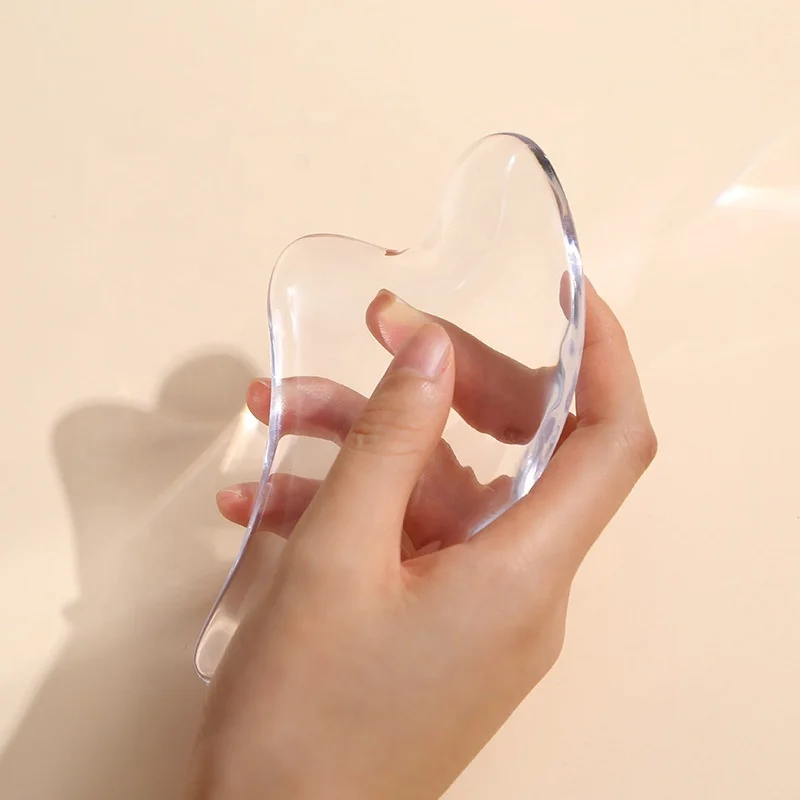 Wholesale Transparent Heart Shape Face Massager Guasha Scraping Tools Facial Care Resin Tools