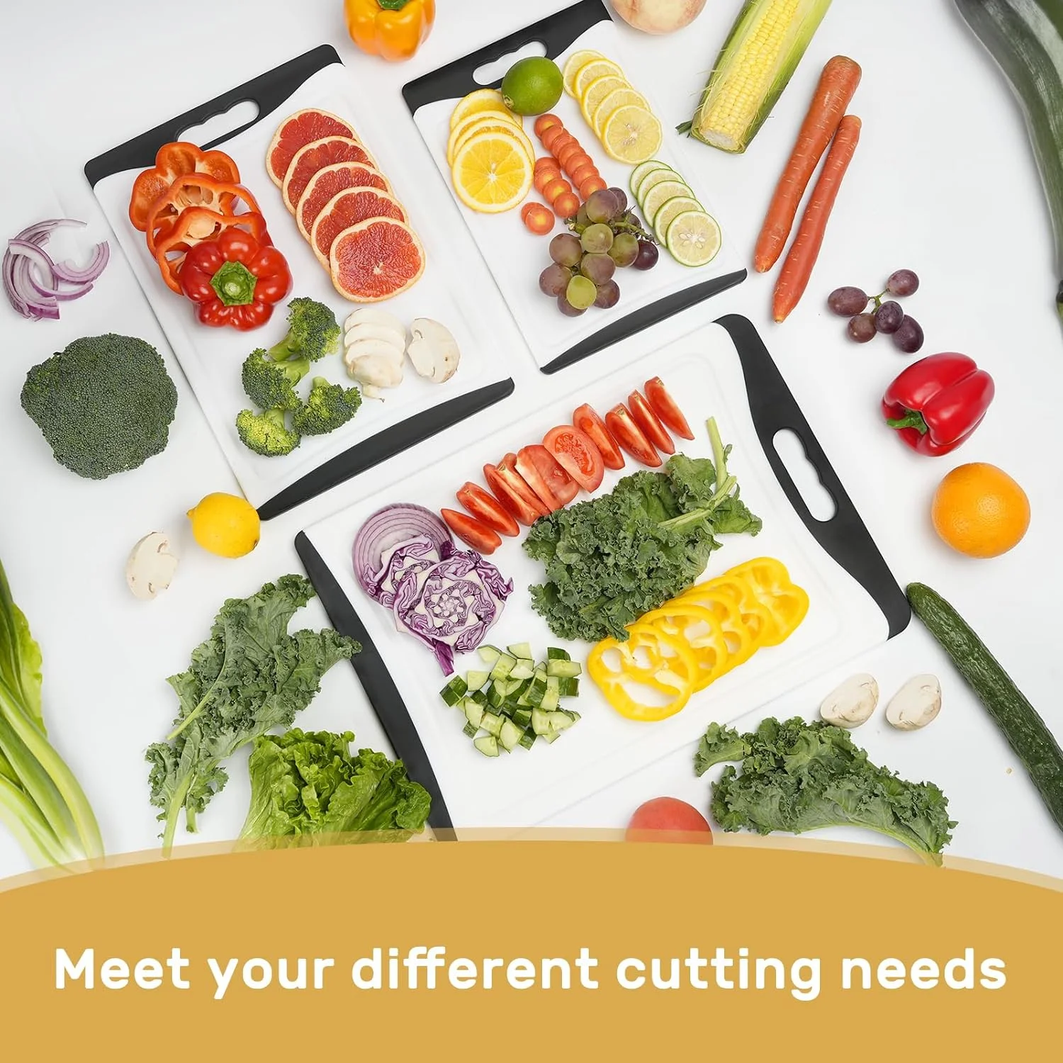 Extra Large Cutting Boards for Kitchen Set Of 4 Multi Functional Kitchen Plastic Non Slip Feet Cutting Blocks Cutting Chopping