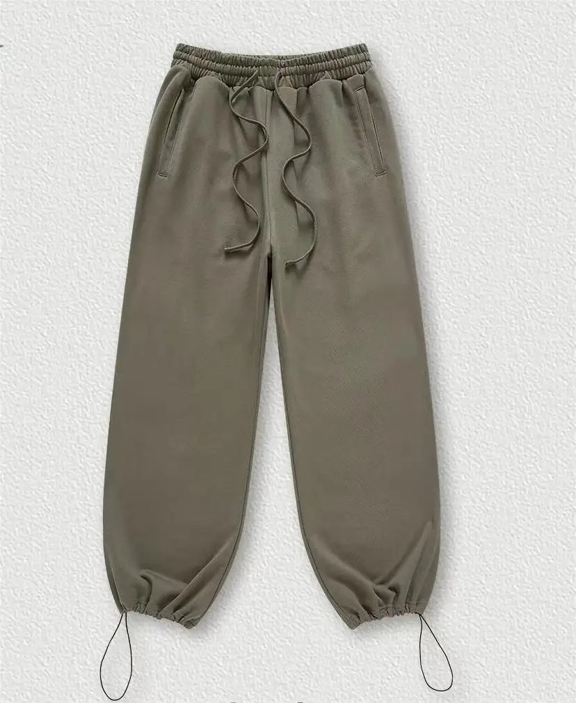High Quality Custom Bottom Drawstring Cotton Baggy oversized street parachute pants men