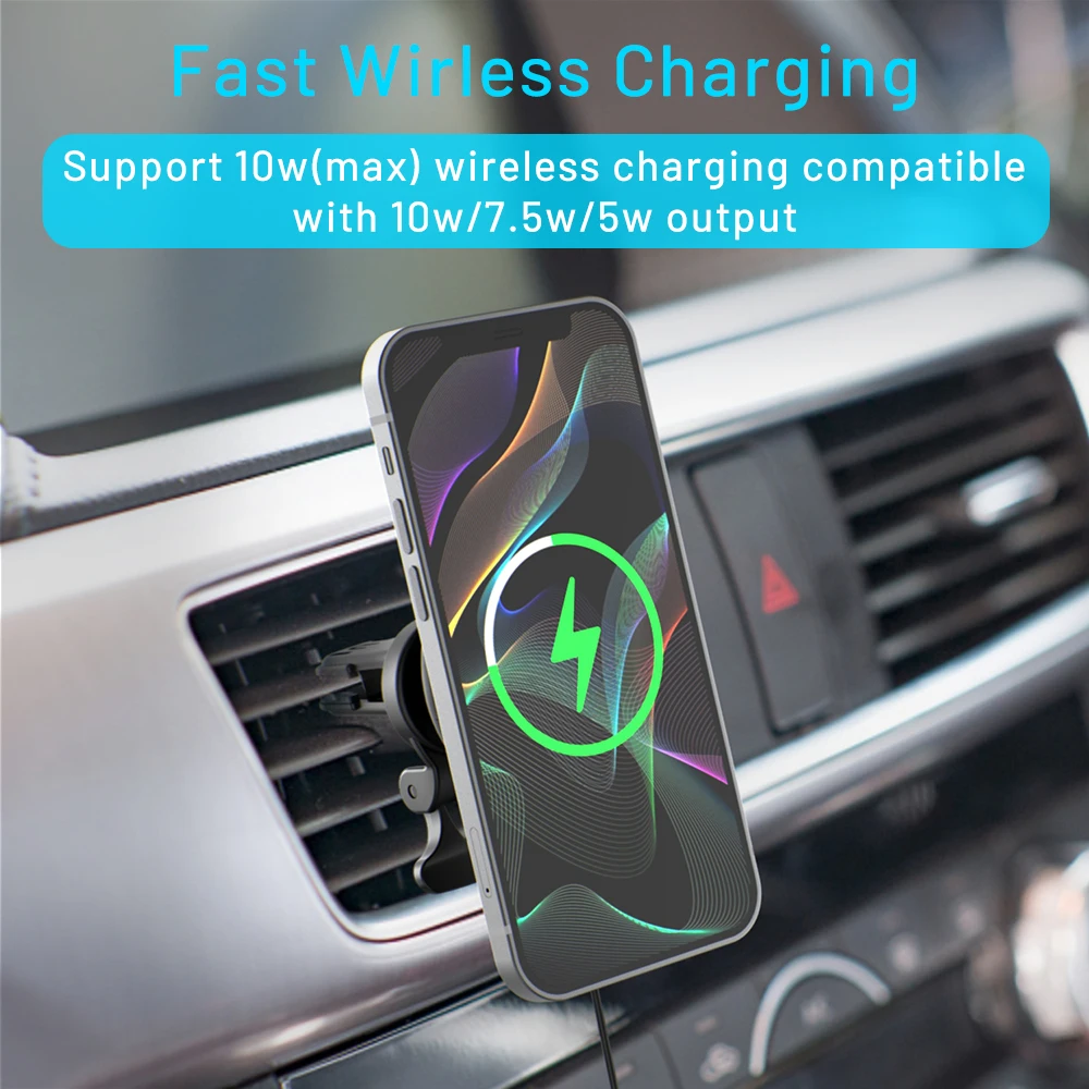 Portable Fast Charging Adapters Magnetic Force Car Wireless Charger 360 Degree Rotation Induction Wireless Charger Wholesale