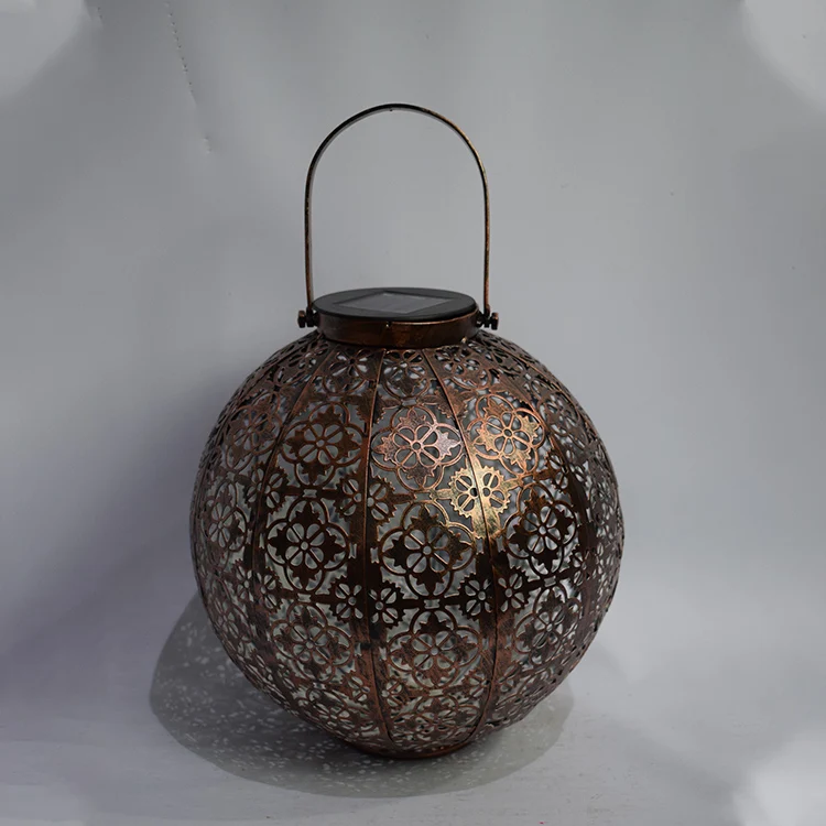 
New Elegant Good Selling Antique Solar Engraved Metal Lantern 