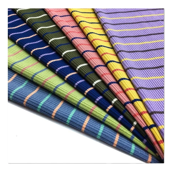  New fashion 2x2 rib yarn dyed 95%cotton 5%spandex stripes