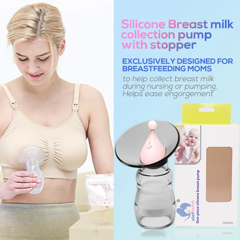 silicone manual breast milk storage bottle collector with stopper