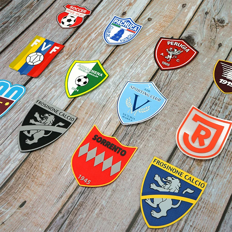 Logo 3D Flocking Patch PVC Rubber Customized Embroidered Custom Soccer Club Design Heat Transfer Printing Accept Custom 100pcs