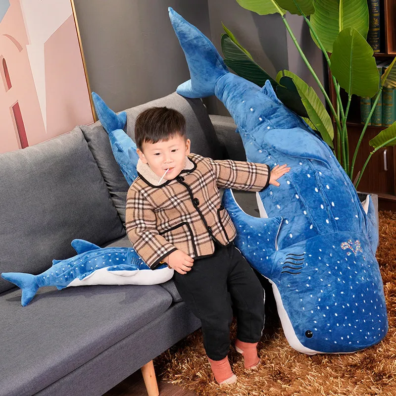 Cartoon whale shark plush toy whale Rag Doll cushion Large size shark and Blue Whale throw pillow toy animal