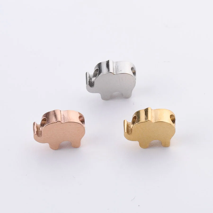Rose Gold Laser-Capable Engraved  DIY Jewelry Pendant Making Accessories Blank Stainless Steel Animal Elephant Shape Charm Beads