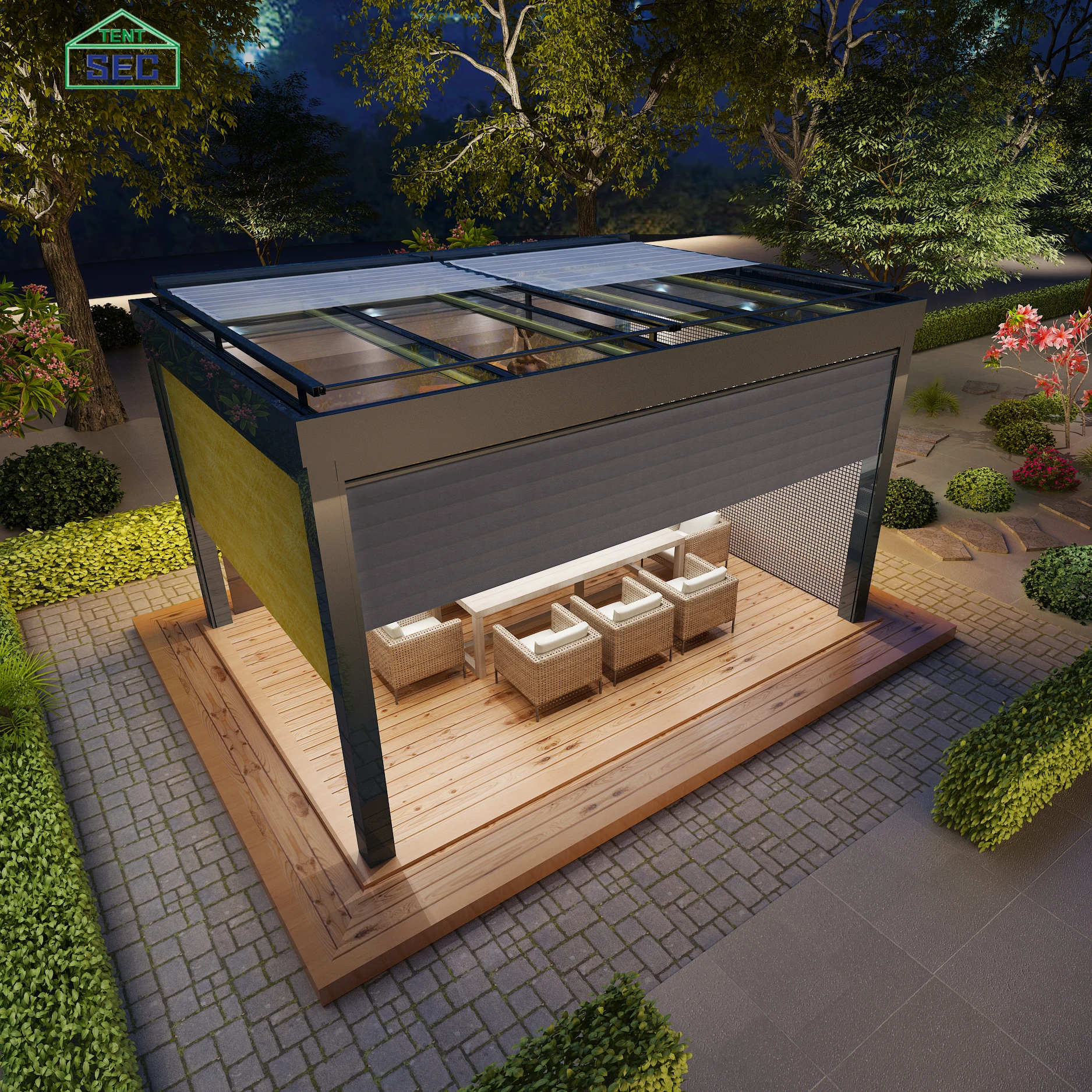 2022 Waterproof Retractable pergola gazebo garden Bioclimatic motorized Smart aluminium pergola