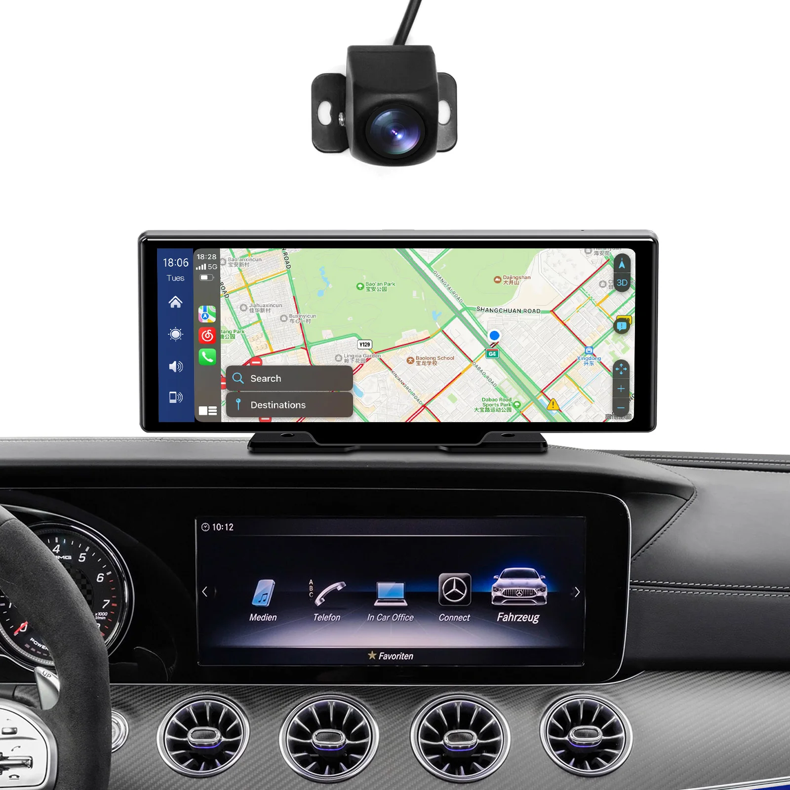 CARABC 2022 беспроводной Carplay Android Auto портативный 10 26 дюймов HD сенсорный экран автомобильный DVD-плеер GPS навигация