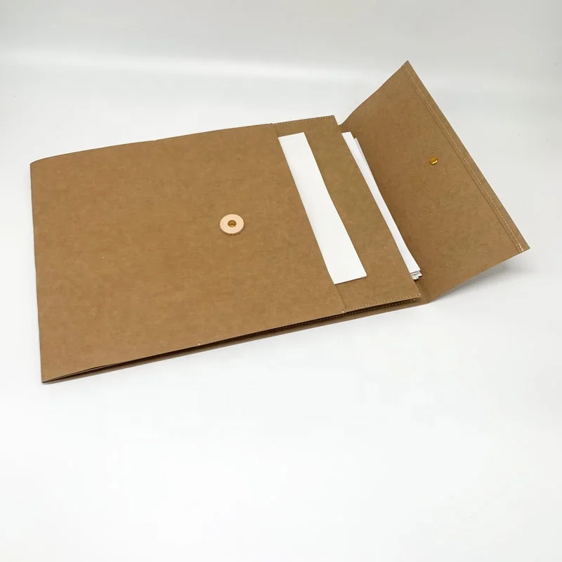New Arrival Waterpoof Cowhide File Bags Wall Envelope Rivet Winding Brown Washable Kraft Paper Document Bag