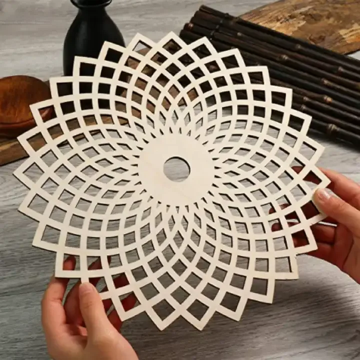 OEM Factory Mandala ideas laser cutting and engraving unfinished wood Mandala designs /crafts for Home wall decor