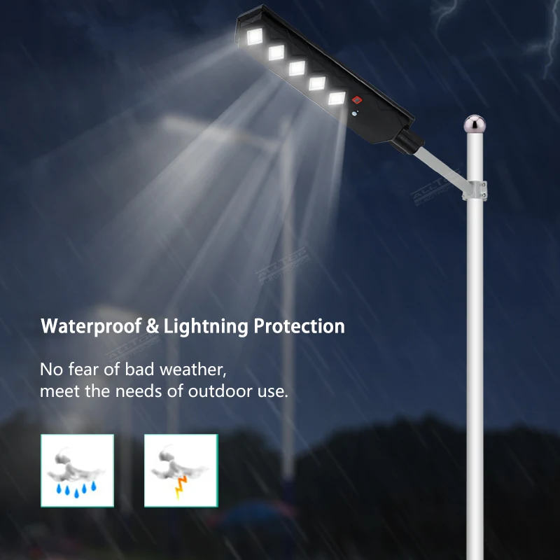 ALLTOP Black ABS Motion Sensor Remote Outdoor 50w 100w 150w 200w 250w 300w All In One Solar LED Street Light