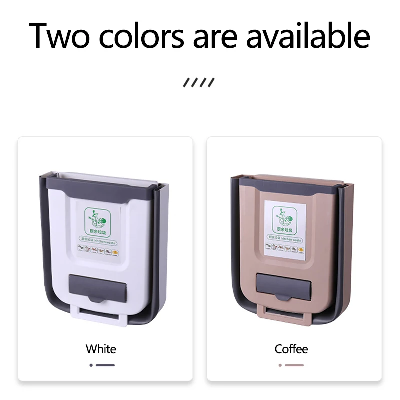 2022 Folding Garbage Can Wall Mounted Collapsible Foldable Kitchen Hanging Trash Bin Basurero Plegable