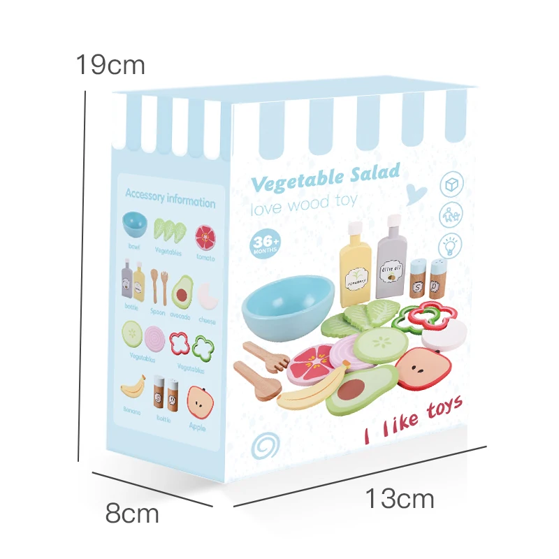 Simulation toy kitchen vegetables salad toy wooden science and education toys for kids boys girls