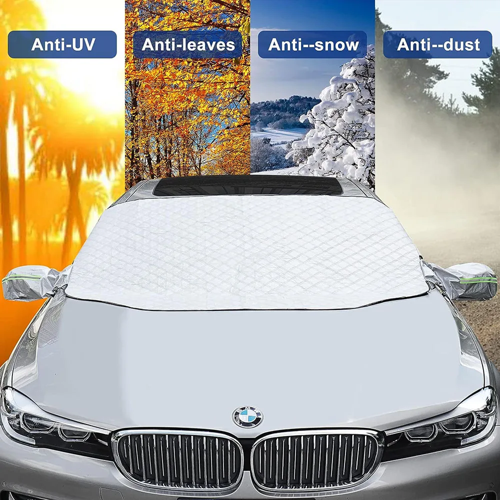 Extra Large Car Windshield Winter Cover Fits Most Cars and SUV with 4 Layers Protection, Snow, Ice, Sun, Frost