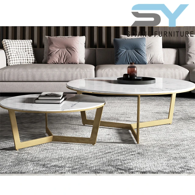 Low Price White Marble Round Coffee Tea Table For Living Room CJ-B
