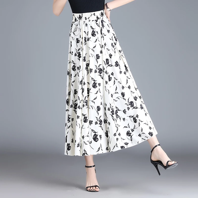 Fashion print skirt temperament maxi skirt