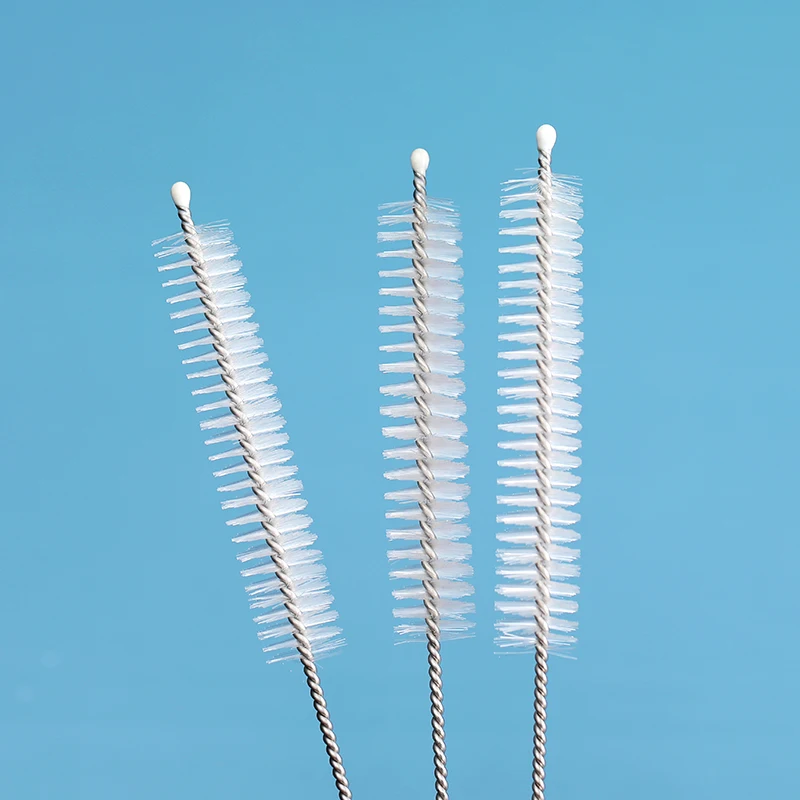 Sanga New Wholesale High Quality Durable Metal Stainless Steel Small Nylon Tube Long Drink Straws Cleaning Brush