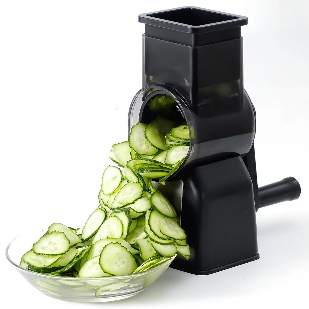 Wholesale Rotary Multifunctional Vegetable Drum Slicer Cutter with 3 Stainless Steel Blades for Kitchen