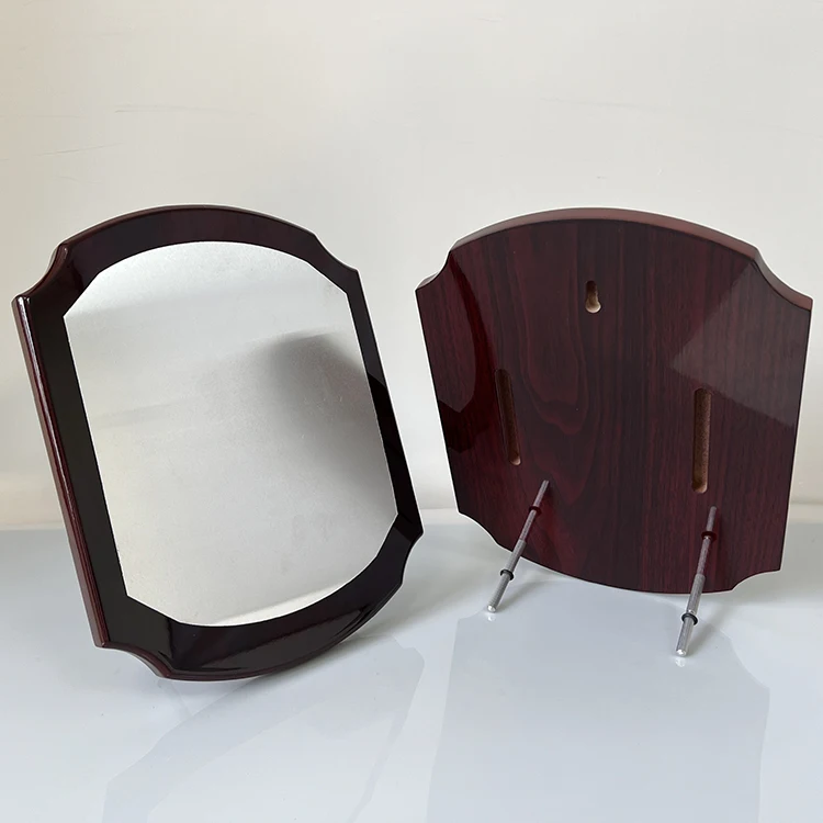 MH-NJ00882 Custom Elliptical shape Gold Silver Black Certificate Trophy engraving Crystal Wooden Business Trophy Award Plaque