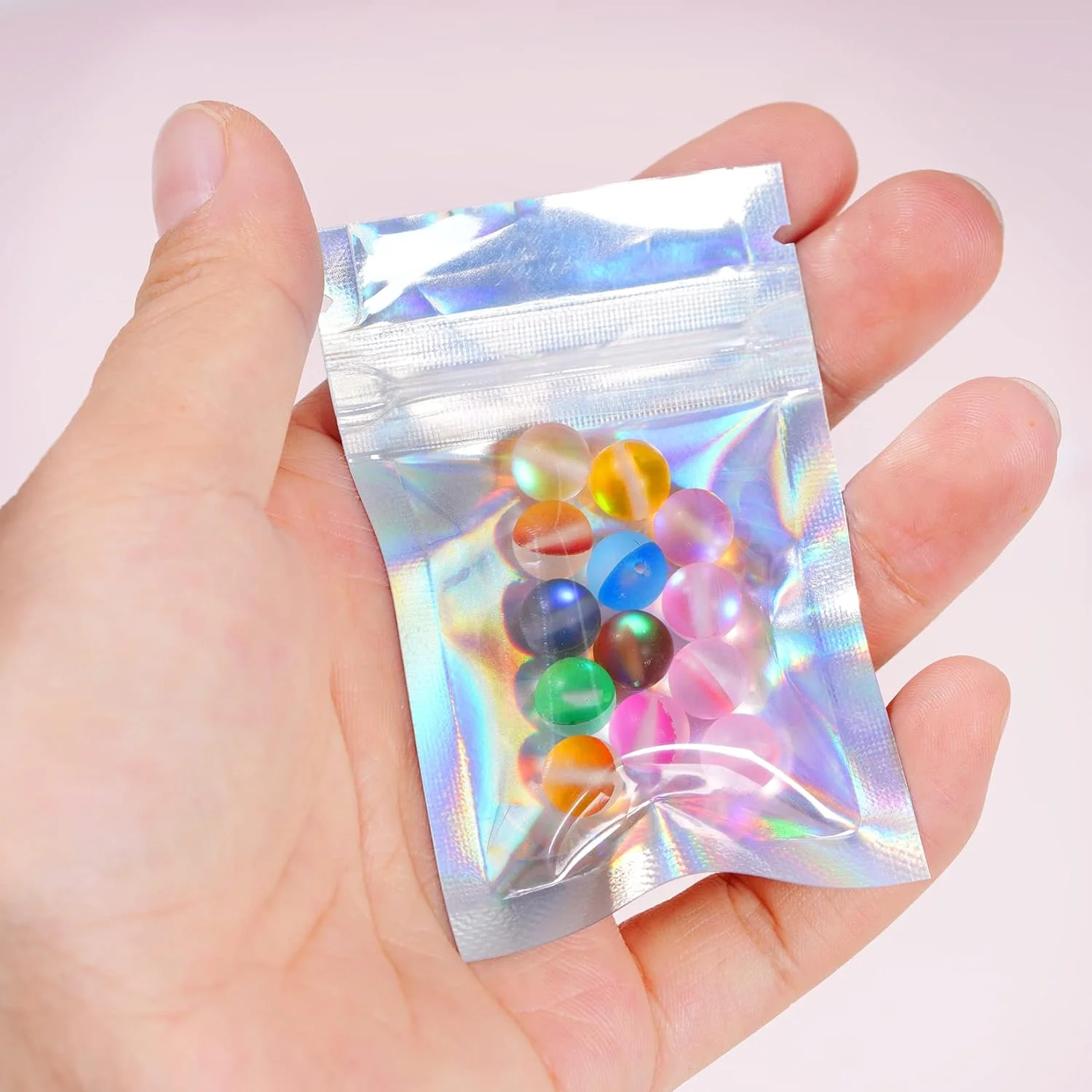 Custom mylar laser bag zipper Pouch zip lock Plastic Packaging Bag jewelry gift craft stationery packaging reusable plastic bag