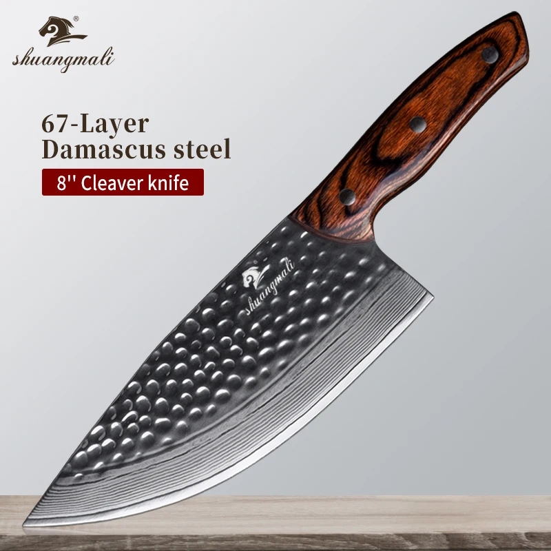 8inch Kitchen Knife  Damascus Cleaver Knife Stainless Steel 8Cr14 Knives With Pakka Handle