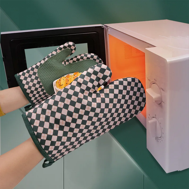 Nice Design Silicon Gloves Kitchen Baking BBQ Silicon Oven Mitts Glove Nordic Style Microwave Silicon Oven Anti-scald Glove