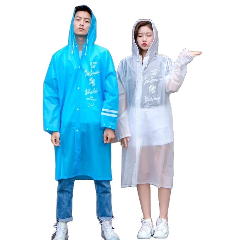 Custom Logo Adult Waterproof Hooded EVA Plastic Raincoat