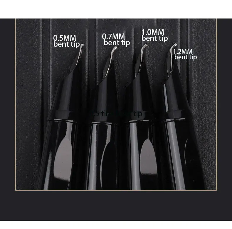 7 nibs bent skiwness  black metal fountain pen