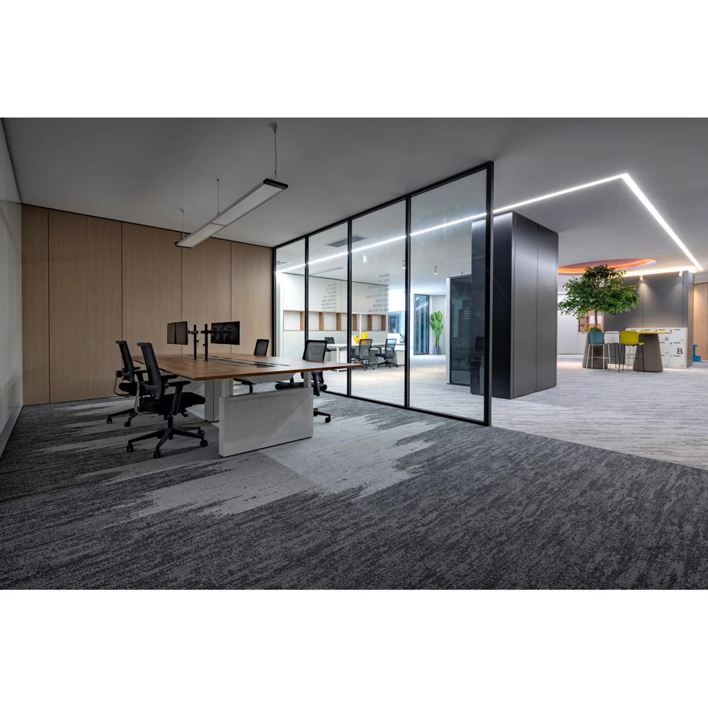 FlexSpace office aluminum glass partition wall single panel with steel hinge PVDF Gloden handle swing door