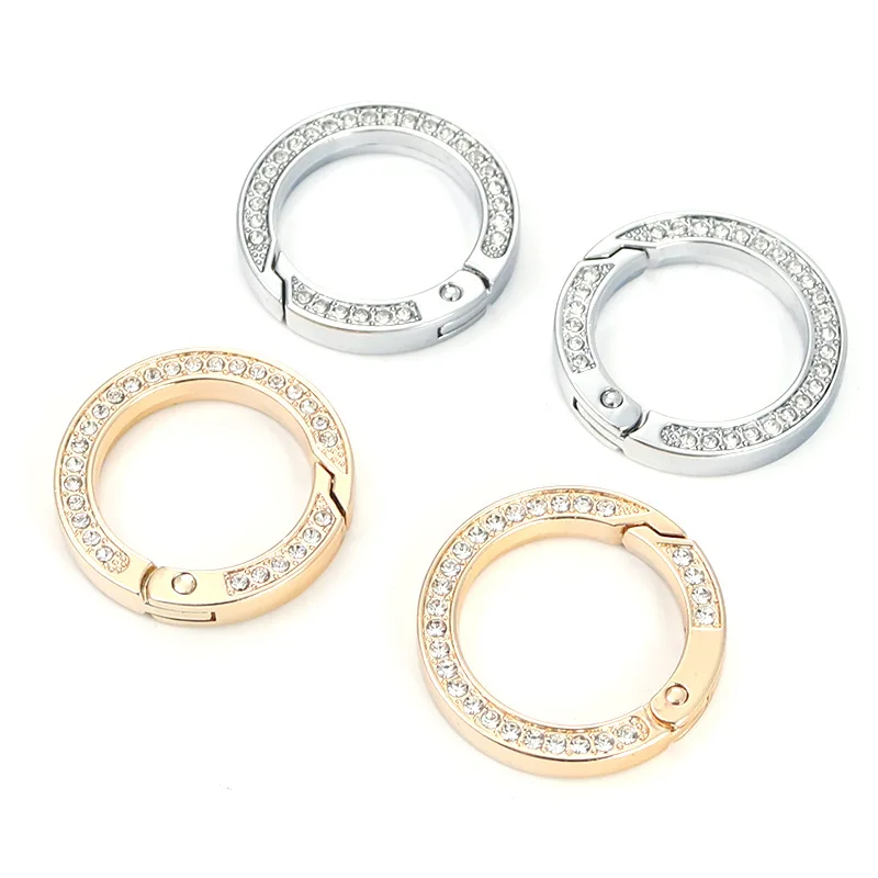 Top Quality Shiny Bright Finish Metal Spring Rings Round Snap Ring Diamond Bling Metal Open Gate Circles Wholesale