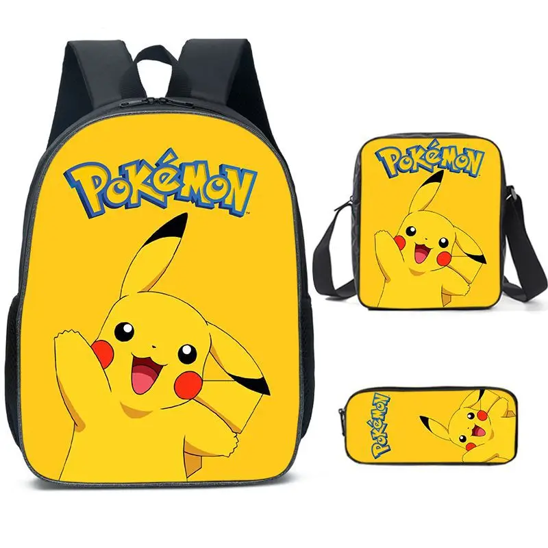 Mouse Pikachu Bag Backpack Student School Bag for Girl Boys Bookbag Children Custom Satchel School 3Pcs Set Backpack