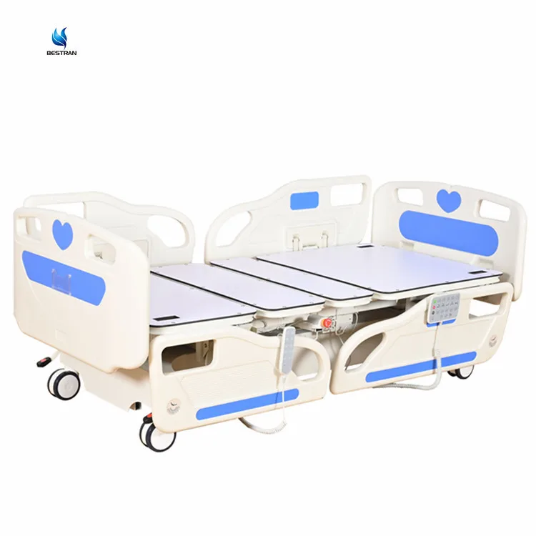 BT-AE73 CE/ISO 5 function electric hospital ICU/CCU patient bed  medical automatic bed plastic rails wheels mattress price