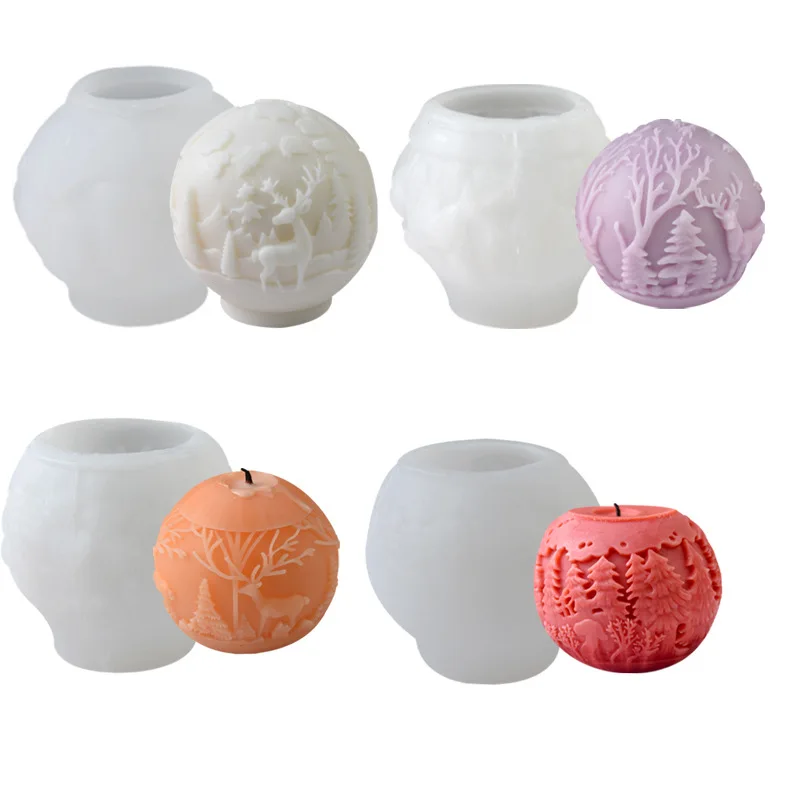 HY Christmas Ball Shape Candle Mold Silicone Ball Molds for Candle Making Soy Wax Handmade Soap Resin Casting