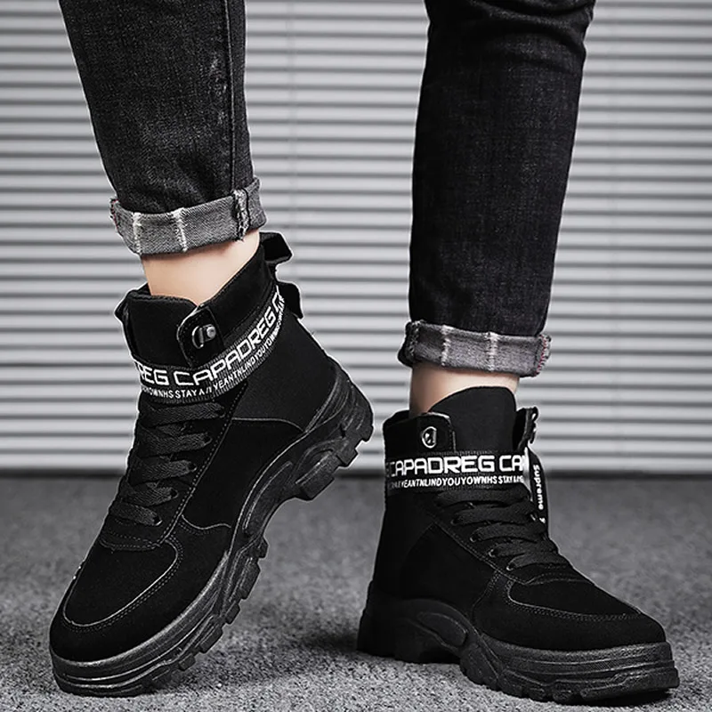 Custom Men Casual Boots Sport Fall Popular Sneaker Design Winter Man Boots Textile Canvas Winter Shoes for Men Male Rubber Mesh