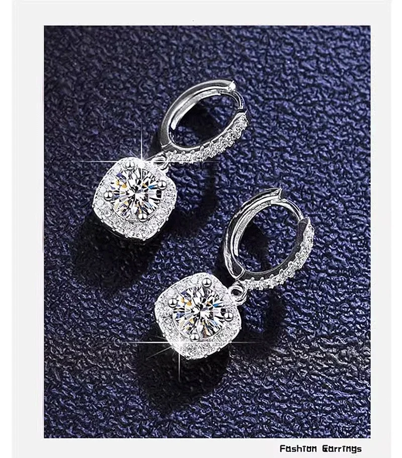 Sense of advance Dainty PT 950 925 Sterling Silver high quality Mosan moissanite  1ct 2ct 3ct diamonds ear earrings jewelry