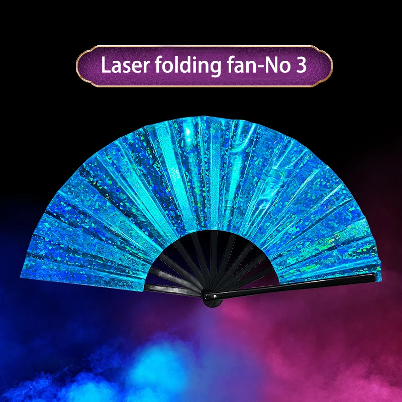 Dancing Props Folding Promotional Large Size Kungfu PVC Handheld Fans Bamboo Silk Hand Fan