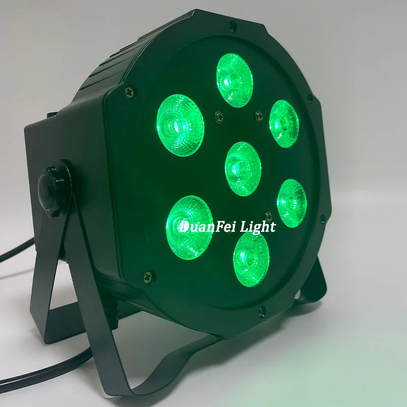 high brightness mini dmx512 plastic stage wash 7pcs 18w 6in1 rgbwa uv par led slim par rgbwa uv 7x18