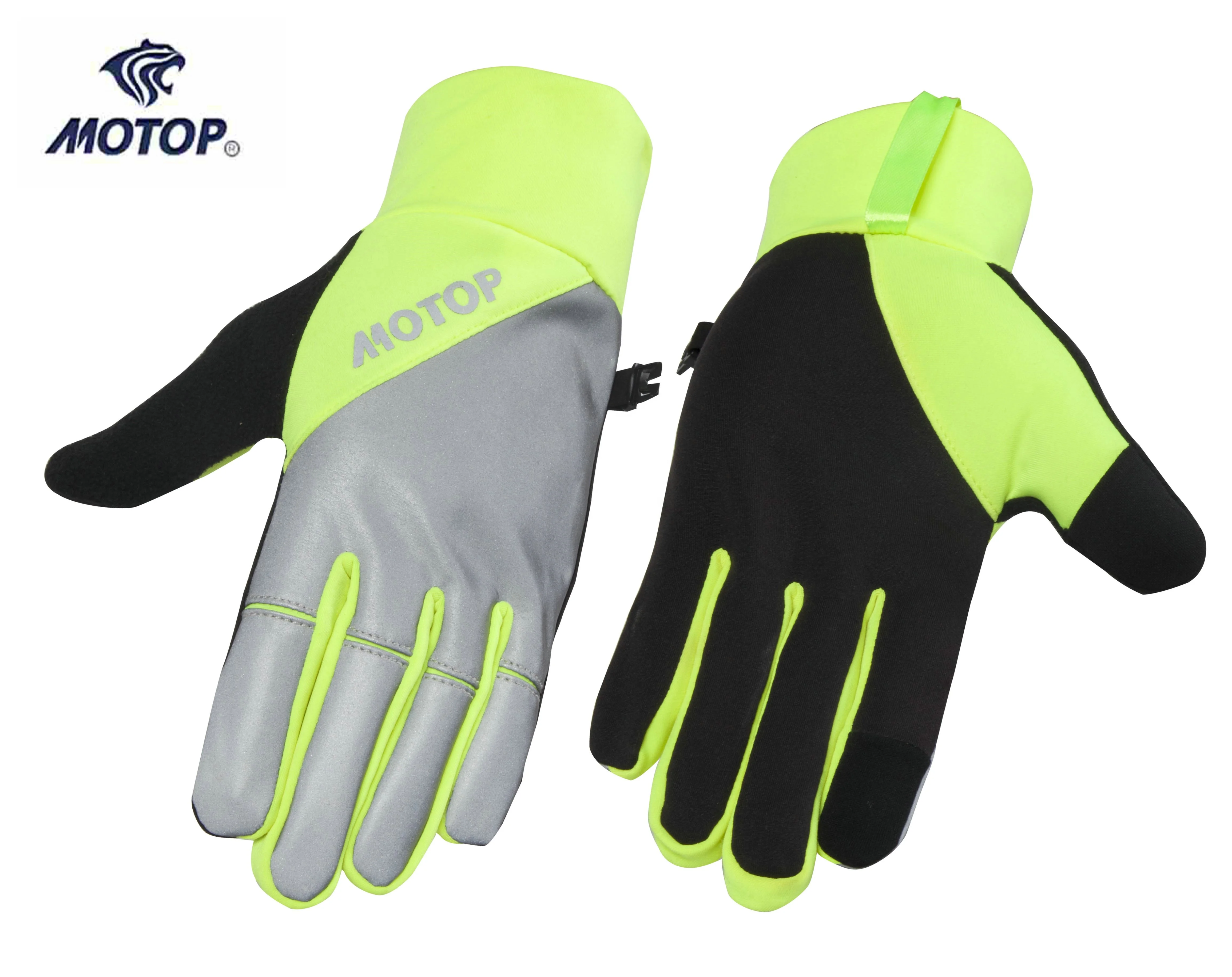 Reflective  fluorescent green High Vis Running Gloves for Men and Women with Touch Screen Light Weight Windproof Gloves