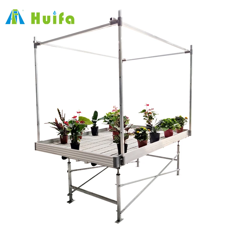 Customized greenhouse ebb and flow seed rolling bench hydroponic grow bed tray table systems rolling benches