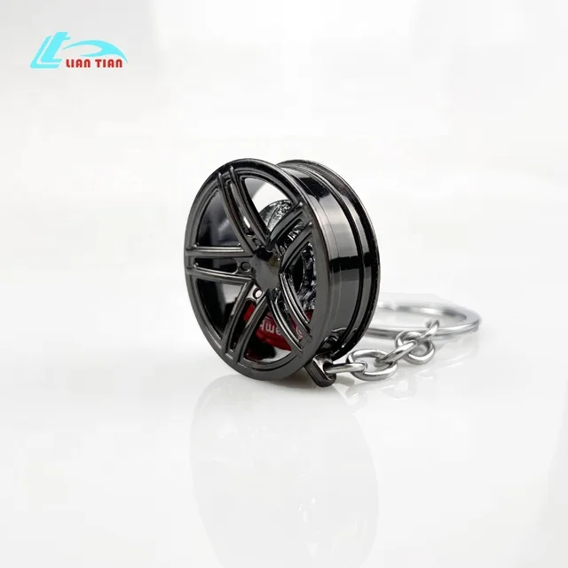  Creative car tire keychain fans modified with brake pad wheel key