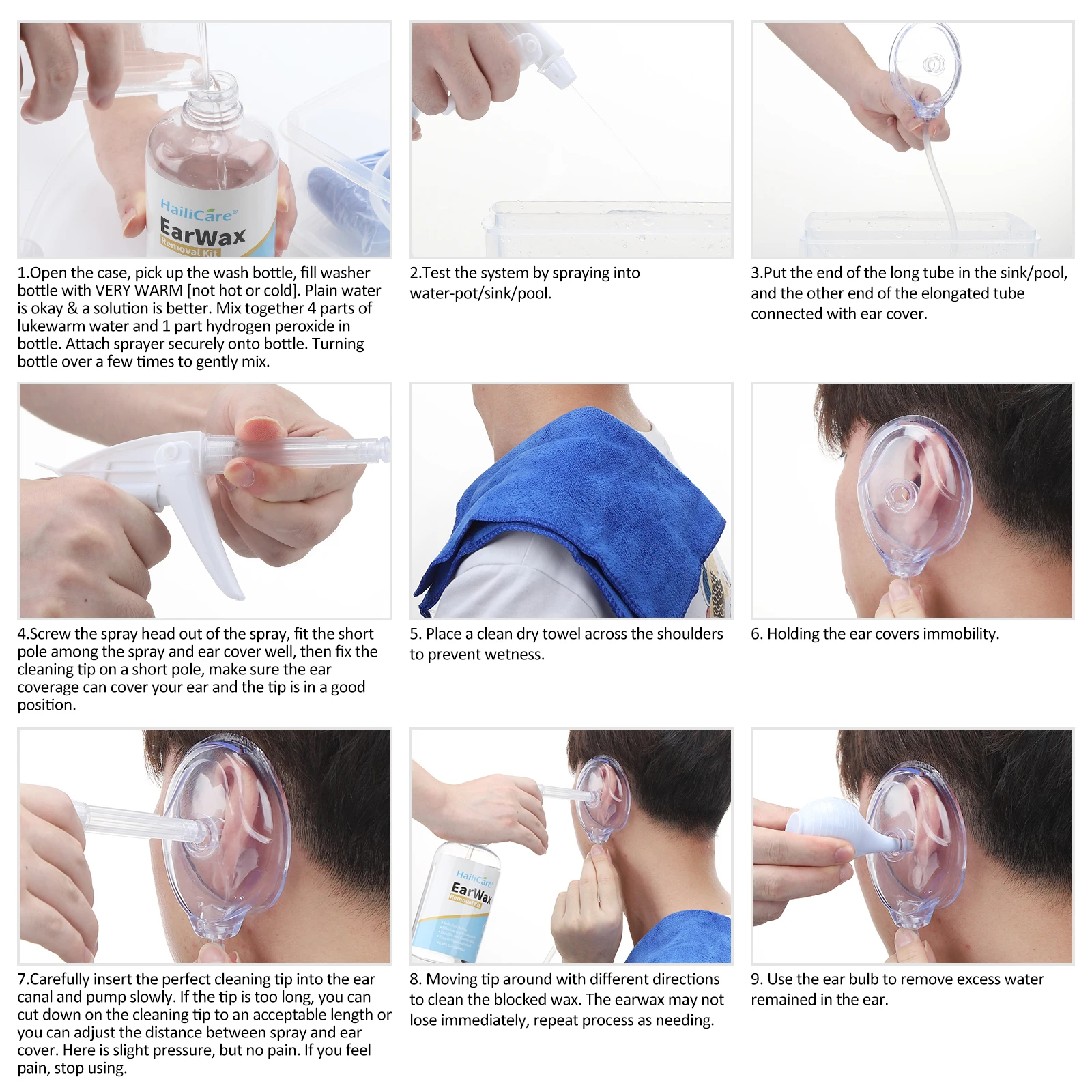 Adults Kids Ear Wax Removal Set Washing Syringe Squeeze Bulb Ear Irrigation Cleaning Kit