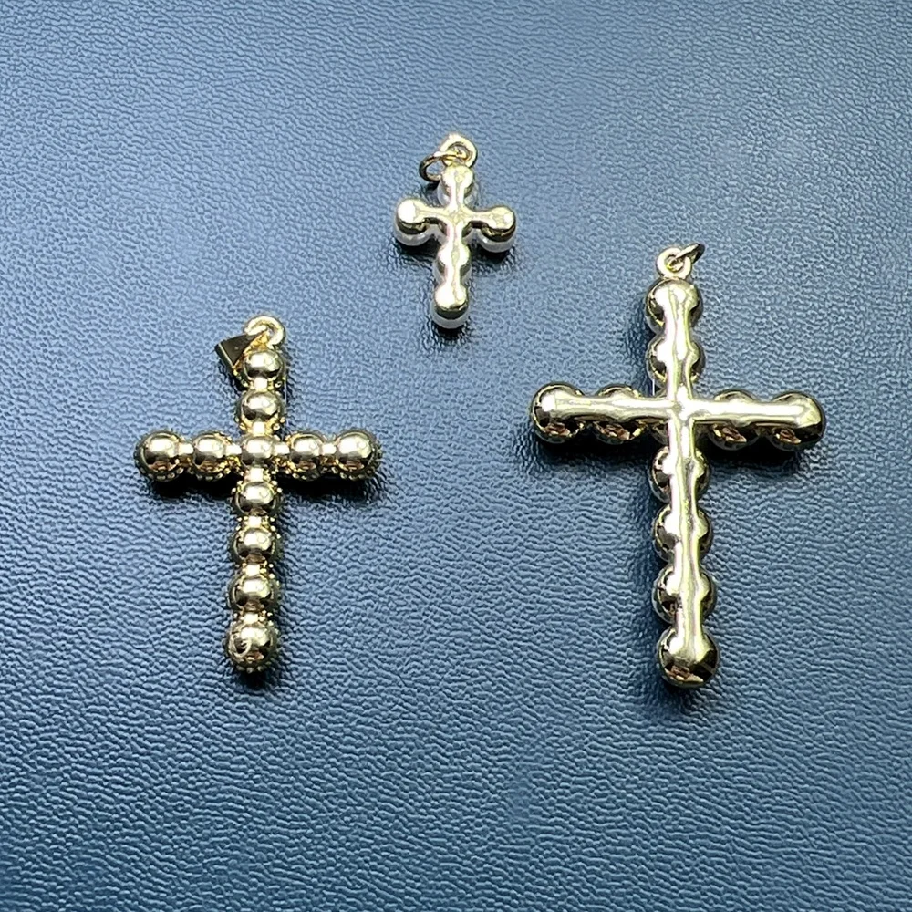 Wholesale Custom Cross Pendants Gold Plated Imitation Pearl Small Charms For Jewelry Making
