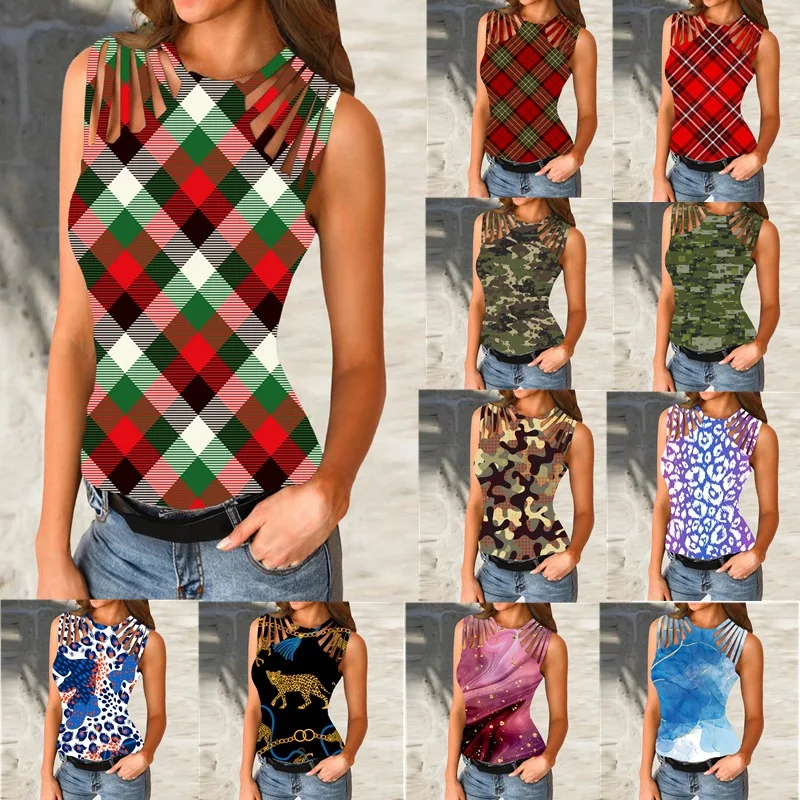 New Style High Temperature Setting Craft Crew Neck Collar Women Sleeveless Crop Tank Top