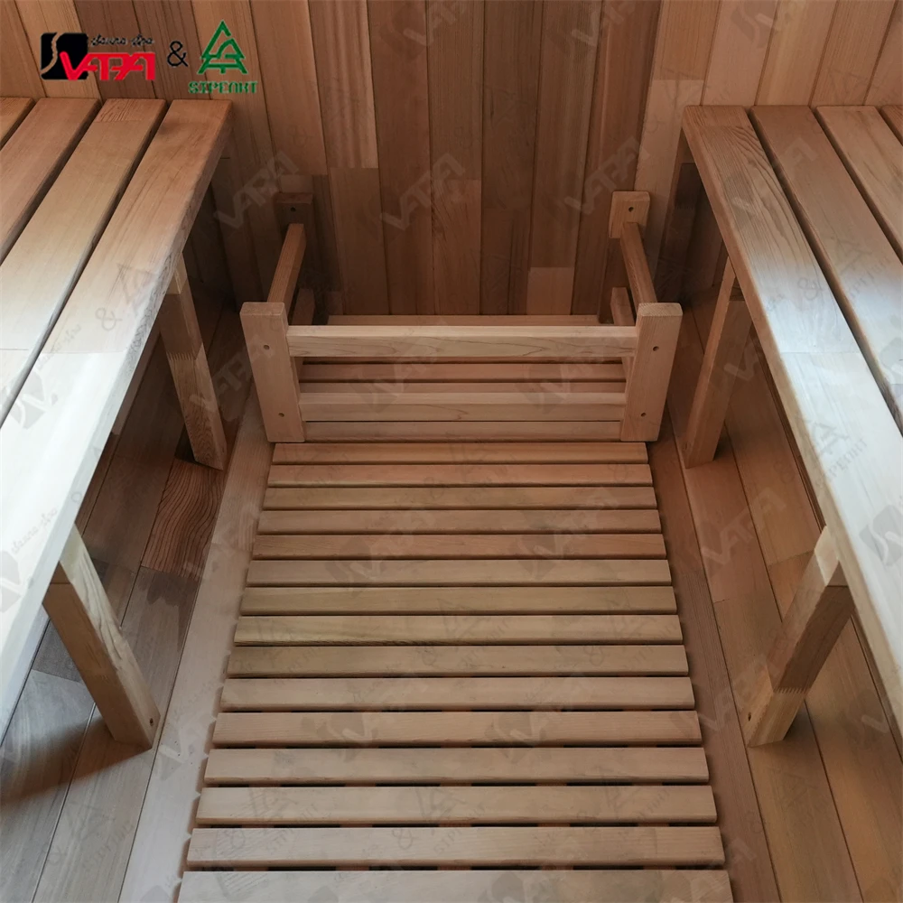 Vapasauna manufacturer outdoor barrel sauna  with porch and top window for 4 people red cedar saunas for sale